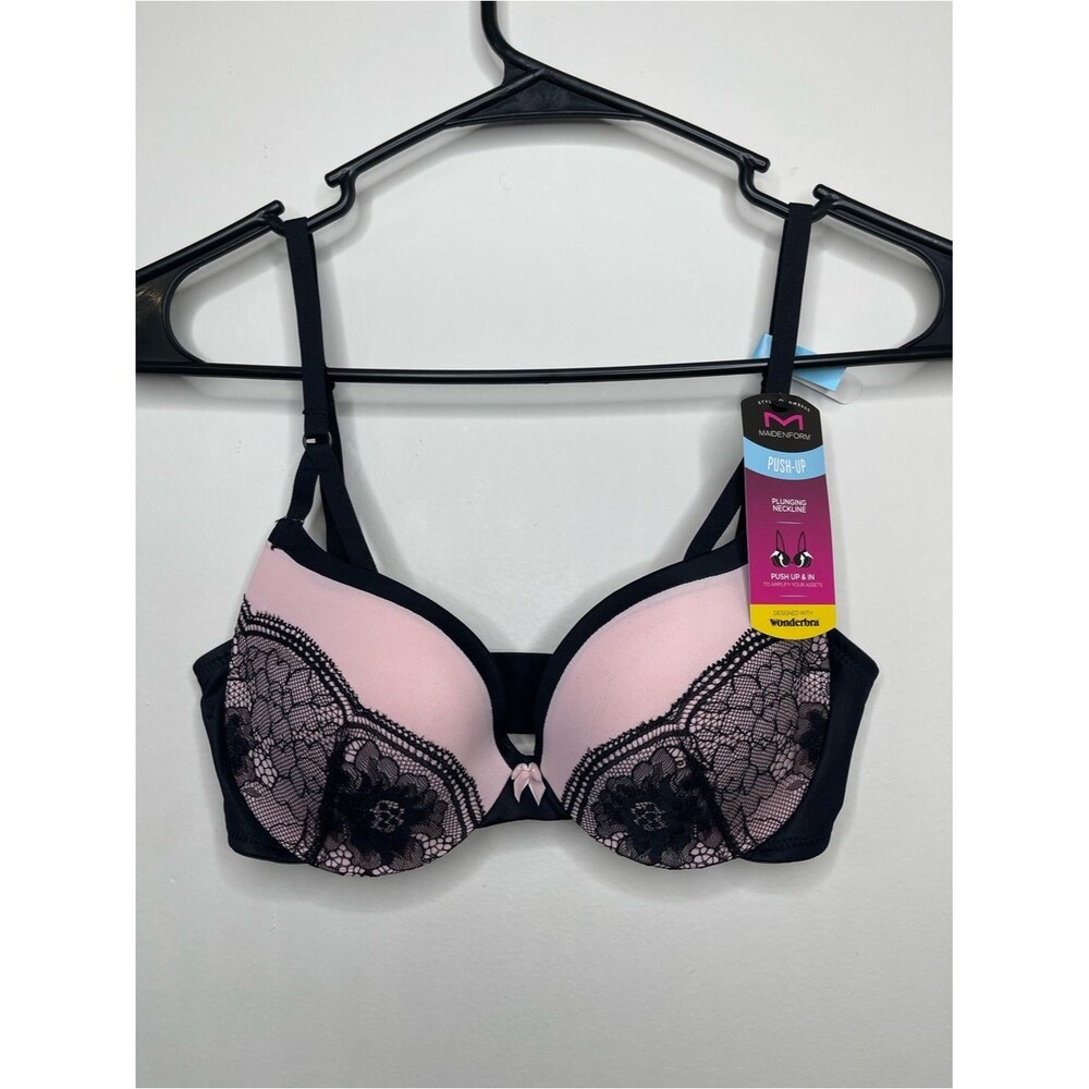 Maidenform Love the Lift Push Up Underwire Bra DM9900 32C Black Peach Adjustable